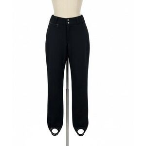Polar Edge Women Ski Stirrup Pants Black High‎ Rise Schoeller Fabric Size 8